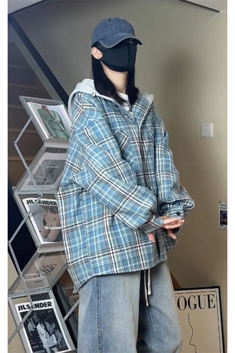 衬衫拼接连帽夹克外套潮牌休闲宽松大码男女J7226-P55【特价】,男装夹克,电商A007