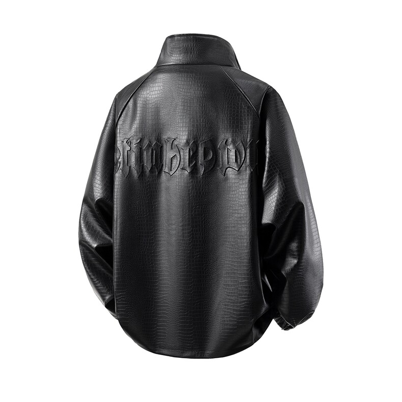 立体白底钢印夹克大码M-5XL鳄鱼纹情侣皮衣男外套JK8749P90控128，男装皮衣，星座227-7