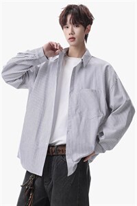 衬衫男春季新款港风宽松大码条纹长袖衬衣CS801-特P29图片