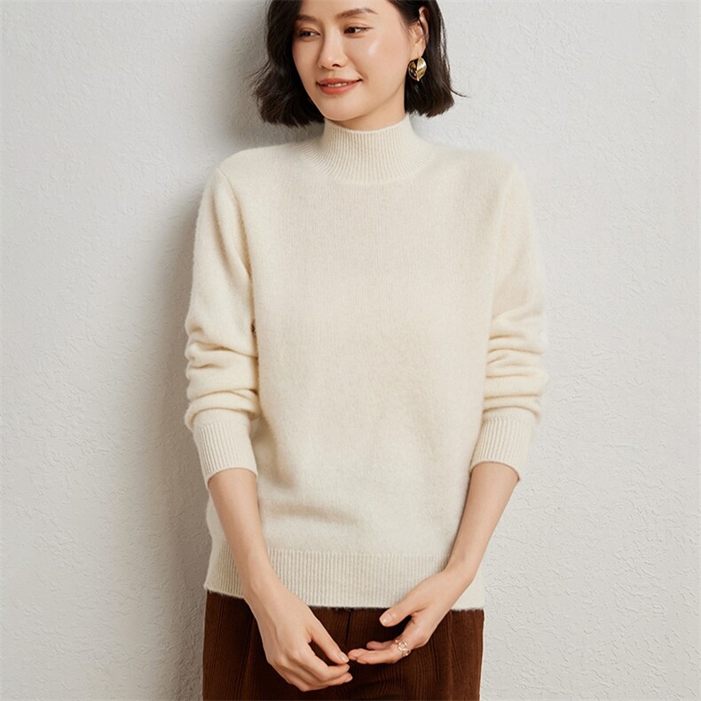 时尚女士双股加厚半高领衫显瘦保暖优雅百搭,女装羊绒衫,臻维羊绒