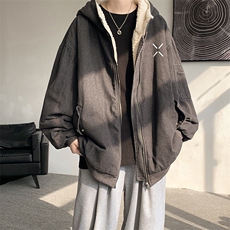 控价158牛仔棉衣男大码加绒羊羔绒牛仔棉服男棉袄NM53305-P140，男装棉衣，电商A040