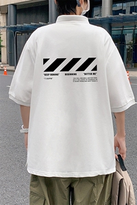 PL57128-P35 翻领短袖polo衫男大码胖子半袖t恤男有领保罗衫 模特图片