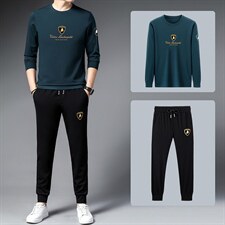 春秋季2023新款休闲运动套装男士圆领长袖t恤印花中青年男体恤衫，男装休闲套装，电商B212（原钱塘6029）