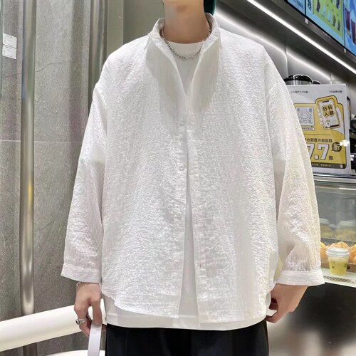 长袖衬衫男港风镂空冰丝防晒衣夹克衬衫C615P38，男装衬衫，星座1116-2