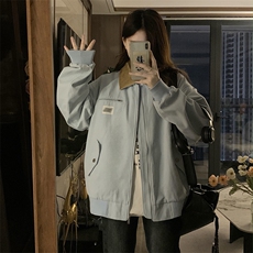 A417-P98撞色丝绒翻领底特律夹克美式复古刺绣棒球服外套春秋，男装夹克，星座911