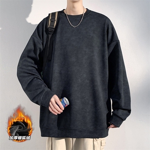 450g重磅菠萝格扎染加绒银狐绒长袖卫衣男W5059J加绒-特P35控68图片