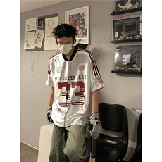 美式冰球服jerseyfit球衣运动缎面透气短袖T恤男女宽松上衣，男装T恤，星座506A