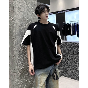 得物抖音品质二开240克纯棉宽松美式高街痞帅潮牌短袖T恤DT50图片
