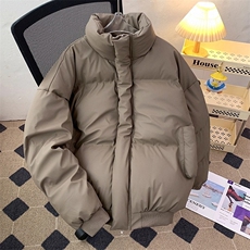 现货5W件冬季三防重磅硬挺boxy短款羽绒立领PU皮棉衣外套加厚棉服，男装棉衣，电商A486