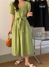 法式泡泡袖连衣裙夏季设计感众温柔高级感初恋裙子，女装连衣裙，香丽迪1