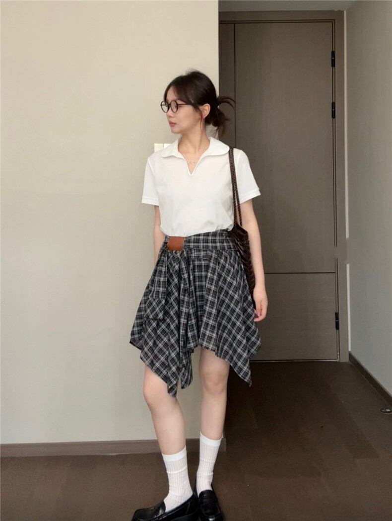 2025夏季新款纯色Polo衫休闲百搭正肩短袖上衣,女装T恤,湘姗