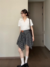 2025夏季新款纯色Polo衫休闲百搭正肩短袖上衣，女装T恤，湘姗