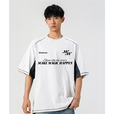 袖子内侧拼网眼透气设计印花大码M-5XL短袖T恤男DX78023P50控78，男装T恤，星座226-1