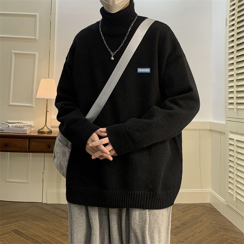 男士针织可翻高领小标毛衣男A367MG203P50控78，男装针织衫/毛衣，电商A367