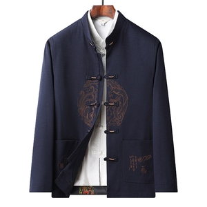 2023秋冬风男装龙凤呈祥刺绣唐装汉服外套夹克BD918-P105