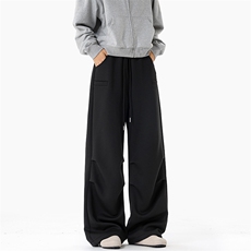 新款潮流港风400g重磅褶皱曼巴棉大码休闲卫裤男K5956-特P38控75，男装休闲裤，电商A001