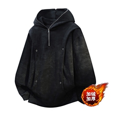 扎染脏脏连帽卫衣男春秋季加肥加大码潮胖人宽松运动学生痞帅外套，女装短外套，星座813-2