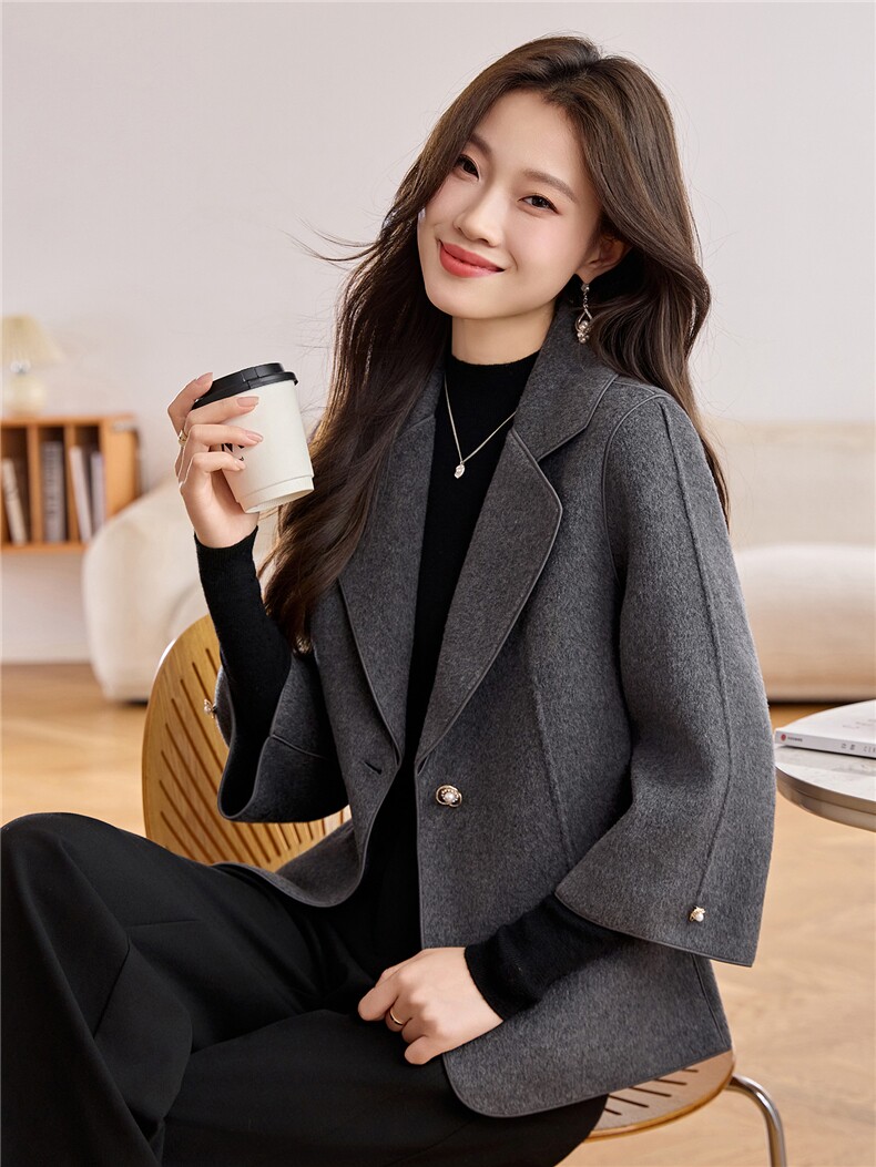 现货！短款毛呢大衣女洋气2025年冬季新款高级感保暖显瘦,女装毛呢外套,众宇琦