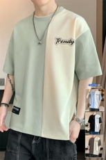 冰氧仿棉短袖店主风夏季休闲百搭撞色拼接男上衣TC3155-P23控48，男装T恤，星座717
