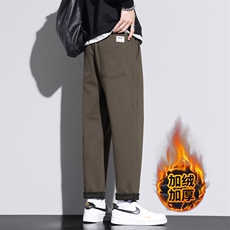 特批轻奢休闲裤男士秋冬季加厚直筒长裤子运动裤J830-P40/加绒P50，女装休闲裤，星座509