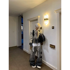 做旧渐变牛仔夹克套装休闲外套长裤JK8225特P83KZ1985特P63，男装休闲套装，星座908-1