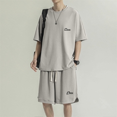 运动套装夏季跑步冰丝短袖夏装薄款透气宽松休闲TZ11-特批-70，男装休闲套装，星座718