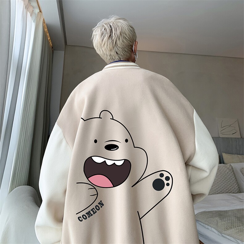 摇粒绒棒球服男大码开衫卫衣男夹克 BF86131-P65图片