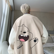 摇粒绒棒球服男大码开衫卫衣男夹克BF86131-P65，男装夹克，电商A040