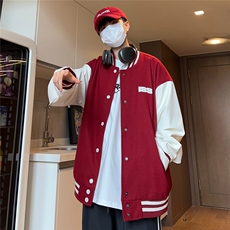 撞色拼皮美式棒球服情侣男女复古时尚潮流212-2-DY84-P95，男装夹克，星座808A-1