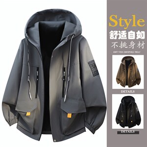 现货春季新款潮牌连帽休闲工装多口袋外套 A436-D209夹克-P65，男装夹克，电商A436