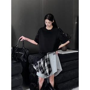 DP00337-P38 美式垫肩设计感短袖T恤女2025夏季新款宽松工装上衣图片