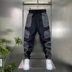 裤子薄款新款男士拼色束休闲裤九分时尚宽松拼接潮流小脚百搭哈伦，男装休闲裤，星座1210-1