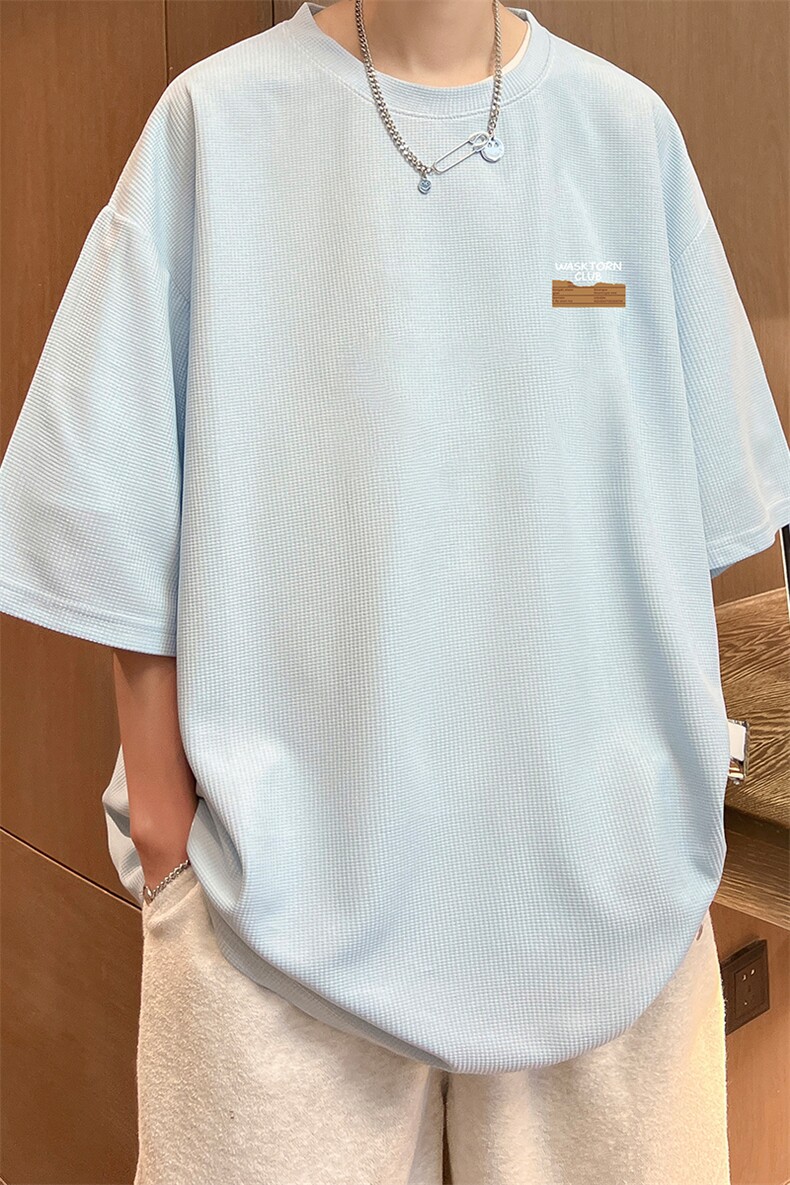 华夫格t恤男短袖男大码五分袖酒店风HT73350-P22,男装T恤,电商A040