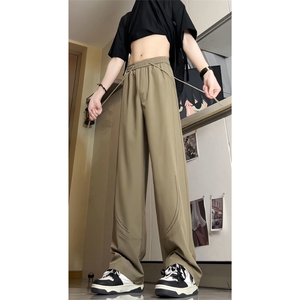 夏季新款激光打孔透气休闲裤男女简约直筒垂感阔腿裤501-P38控59图片