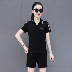 运动服套装女夏季2023年新款时尚洋气休闲女装夏天纯棉短袖两件套，女装运动套装，燕颉服饰