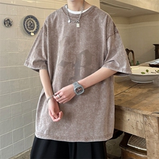 ！2023夏季水洗学生男士短袖T恤纯棉潮牌发泡半袖XT101P35，男装T恤，电商B220