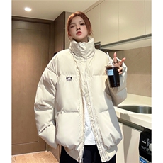 冬装新港风PU软皮棉服刺绣logo棉衣休闲加厚外套男女G1103P128，男装棉衣，电商A339
