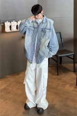 美式垫肩水洗牛仔夹克男秋冬ins潮牌复古小众情侣款高级感外套，男装夹克，星座505-2（原电商A260-1)