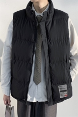 冬季立领光影白墙休闲宽松保暖外套男贴标加厚棉马甲M726-P50控78，男装背心/马甲，电商A001