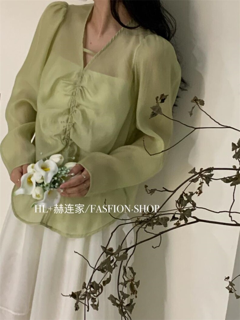 2022春夏新款防晒抽皱小衫，其它，HL+