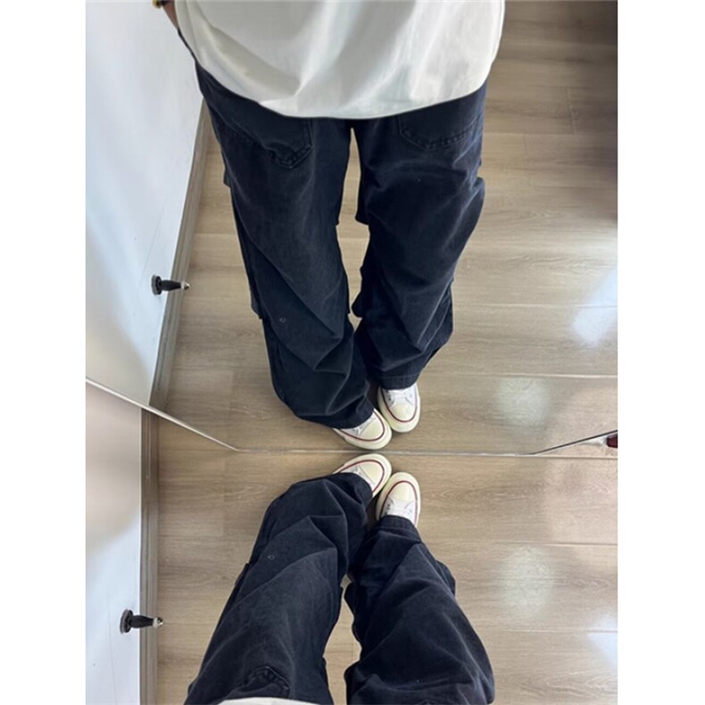 春季美式复古小众打褶垂感牛仔裤男直筒显高工装休闲裤NB201,男装牛仔裤,星座1116A（原606A-3）