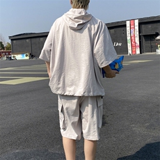 简约设计感高级廓形工装宽松短裤套装短袖套装TZ996P85控118，男装T恤，电商A157