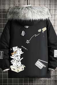 MM48115-P130 冬季大毛领棉衣男士大码加厚棉袄男棉服 网格图片