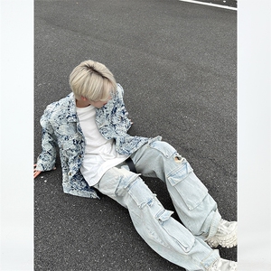 JK03-P125-无差价 现货-直播高品质拼接牛仔夹克 168图片