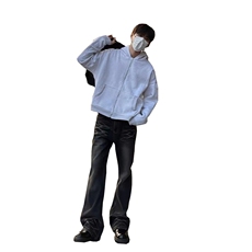 美式ins高街cleanfit重工艺水洗暗黑微喇牛仔裤货号K2401P60，男装牛仔裤，电商A063
