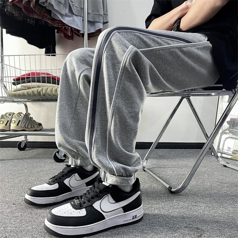 2024春季新款条纹运动裤男高街hiphop宽松直筒裤 现货K7690-P44图片