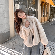 现大货仿水貂绒皮毛一体外套2611P205K308，女装皮草，2C029