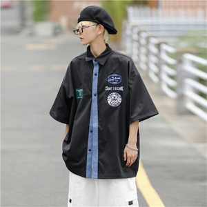 短袖衬衫男士夏冰丝日系潮牌帅气青少年休闲七分袖外套LS2021 P26图片