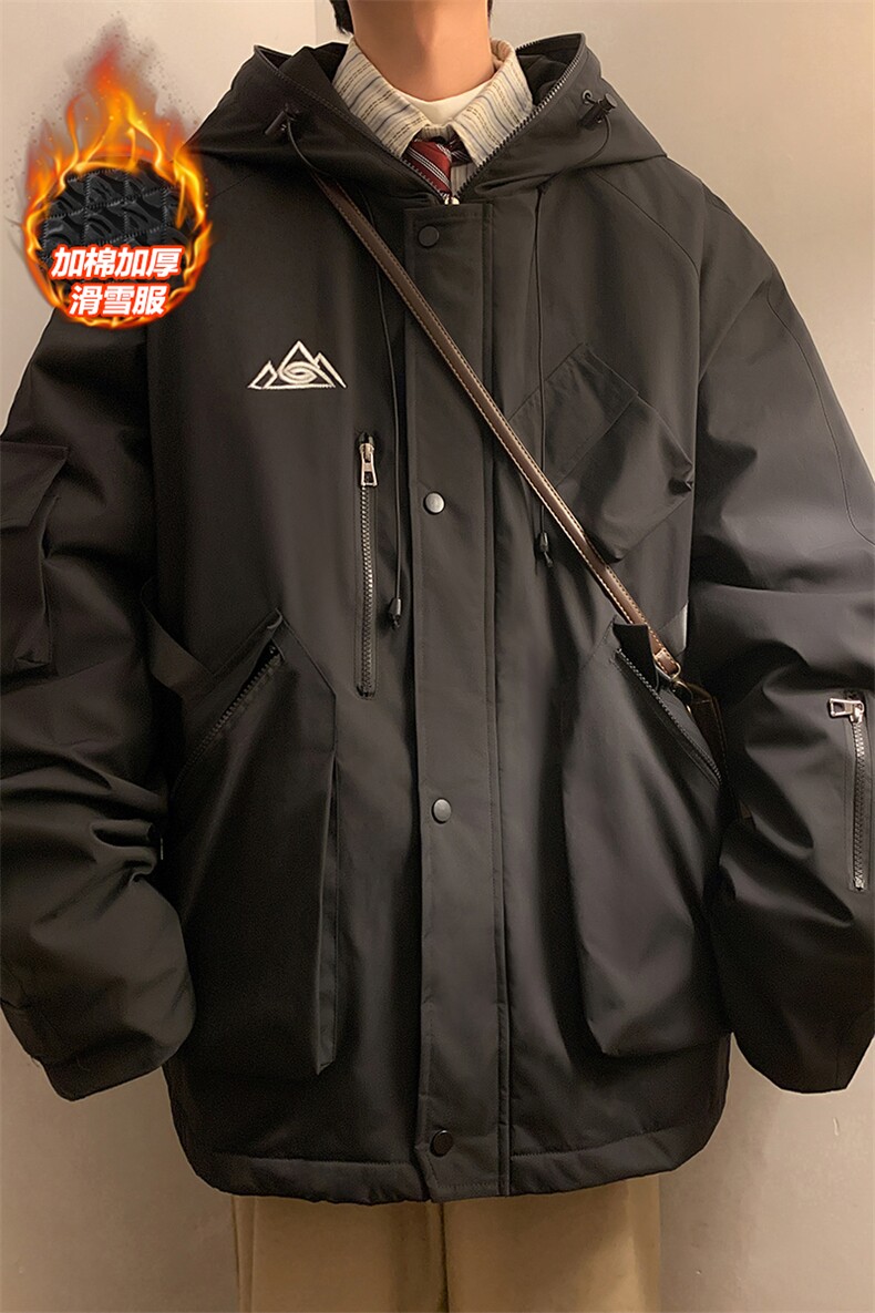 户外防风防水多口袋单板滑雪服男加棉加厚保暖外套M78-P155控218,男装棉衣,电商A001