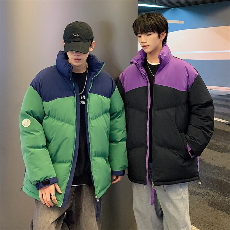 港风潮牌新款拼色立领棉服潮流保暖棉衣M071-P85控118图片